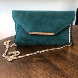Suede envelope clutch